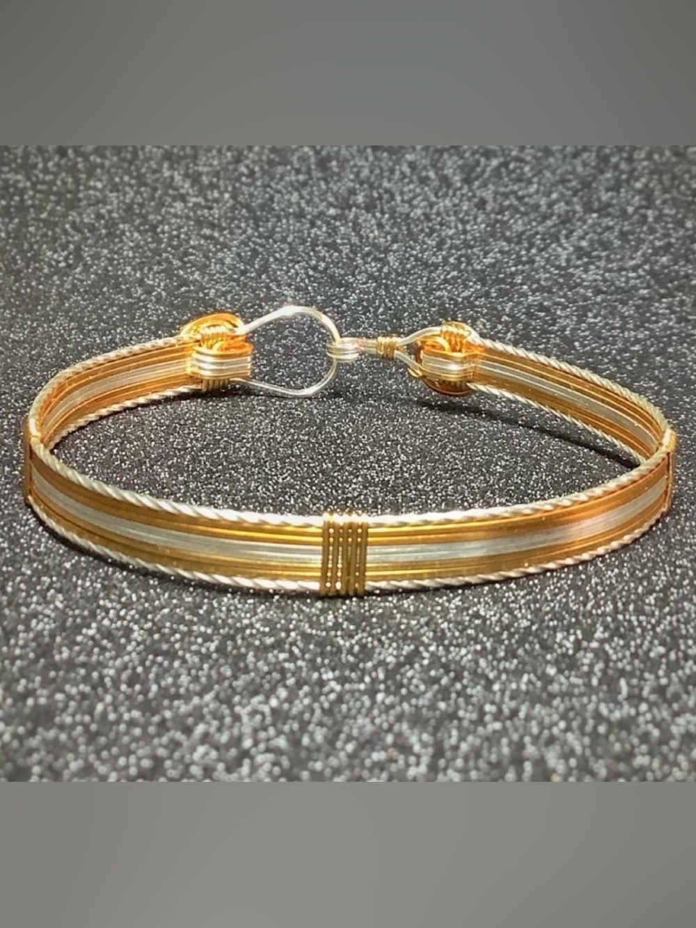 Two-Tone Gold & Silver Multi-Wire Women’s Bangle Bracelet